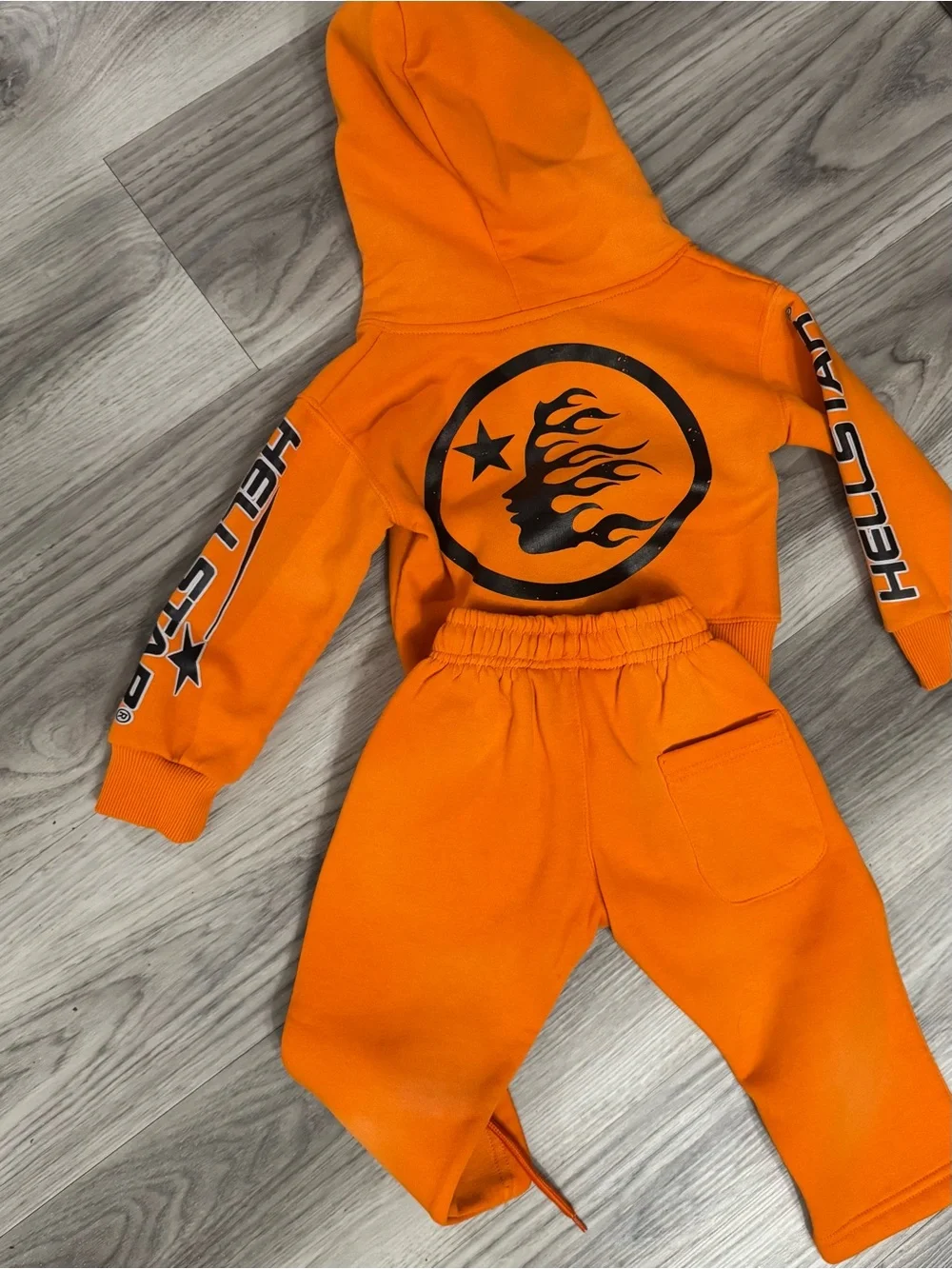 Kids Orange Hooded Sweatshirt & Jogger Set